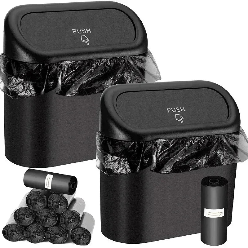 RideNook Mini Car Trash Can — Leak-Proof with Lid + 60 Bags