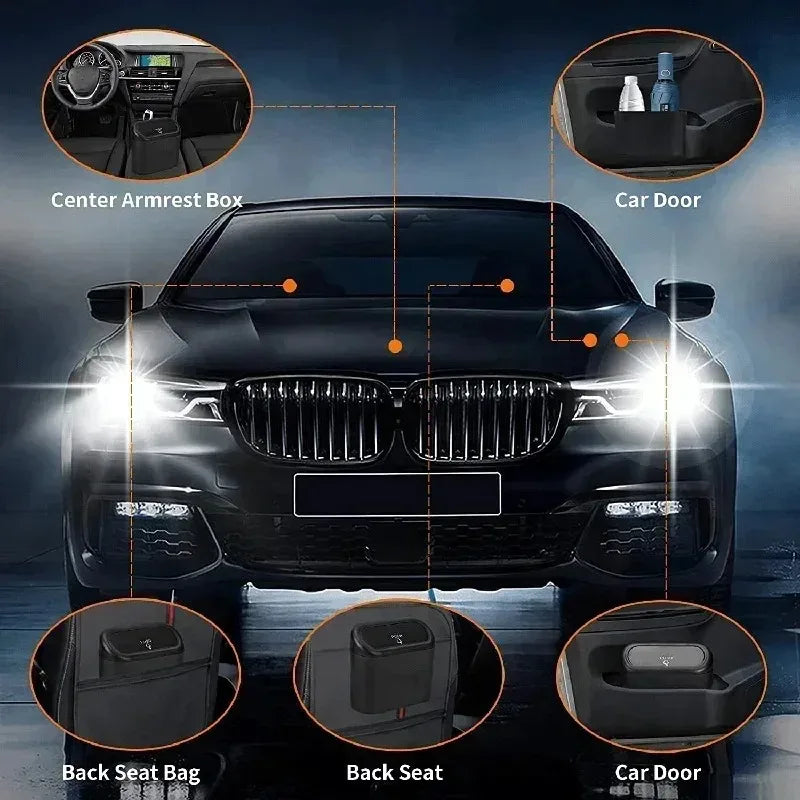RideNook Mini Car Trash Can — Leak-Proof with Lid + 60 Bags